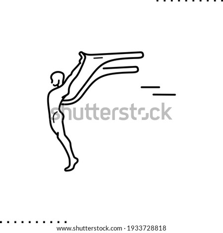 art deco statue of a free man with wings  vector icon in outline