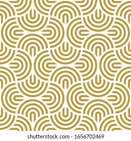 Art deco striped gold wave pattern. seamless vector background.