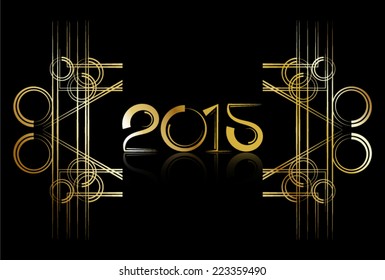 Art Deco style 2015 New Year sign in metallic gold (vector) (jpg available)