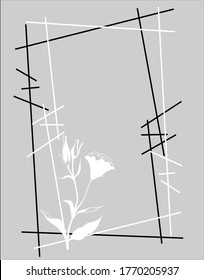 Art deco style. Abstract floral design. eustomia flower in hand drawn sketch style. Vector illustration on grey background. For vintage greeting cards.
