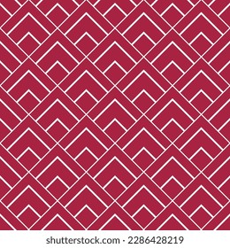 Art deco style background. Seamless geometric pattern. Trend color of the year 2023 viva magenta. Design texture elements for banners, covers, posters, backdrops, walls. Vector illustration.