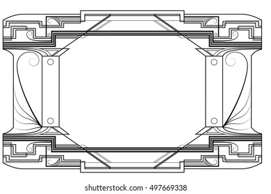 Art Deco style border Vector illustration, line art