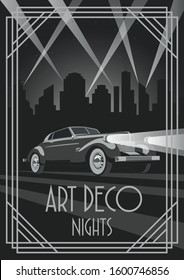 Art Deco Style Car Retro Poster