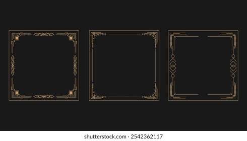 Art Deco Style Decorative Frame Borders Vector Collection for Invitations, Certificates, and Design Projects in EPS Format