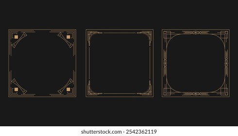 Art Deco Style Decorative Frame Borders Vector Collection for Invitations, Certificates, and Design Projects in EPS Format
