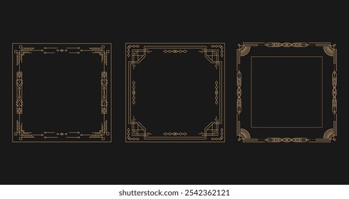 Art Deco Style Decorative Frame Borders Vector Collection for Invitations, Certificates, and Design Projects in EPS Format