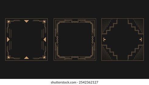 Art Deco Style Decorative Frame Borders Vector Collection for Invitations, Certificates, and Design Projects in EPS Format