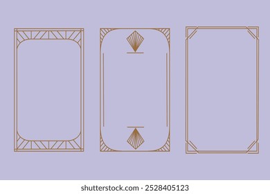 Art deco style frame set. Minimalistic line art, geometric design. Vector template