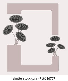 art deco style frame with stylized flowers in ivory shades