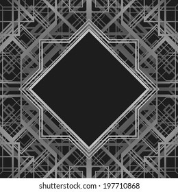Art deco style geometric pattern, silver vector vintage background, 1920 style