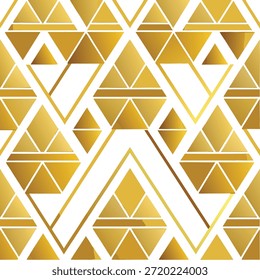 Modelo geométrico del estilo del art déco con los triángulos y las líneas del oro en el fondo blanco dorado