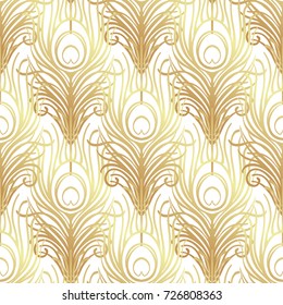 Art deco style geometric seamless pattern in black and gold. Vector illustration. Roaring 1920's design. Jazz era inspired . 20's. Vintage Fabric, textile, wrapping paper, wallpaper. Retro hand drawn.