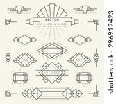Art Deco Style Linear Geometric Labels and Badges Monochrome, Graphic Elements 