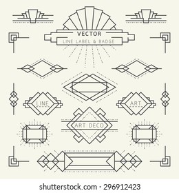 Art Deco Style Linear Geometric Labels and Badges Monochrome, Graphic Elements 