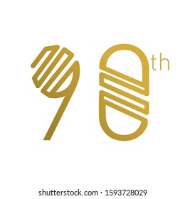 Art Deco Style Number 90 Logo Template or symbol
