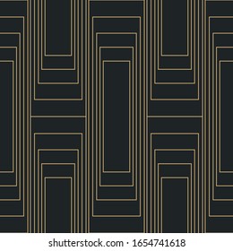 Patrón art decó con formas geométricas abstractas en tonos grises dorados y antracitas. Patrón vectorial sin problemas.