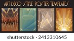 Art Deco Style Poster Templates, 1920s - 1930s Frames, Retro Colors and Shapes, Mosaic Backgrounds, Night City, 1920s Gradients 