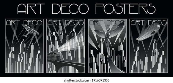 Art Deco Style Posters, Transport and Cityscapes