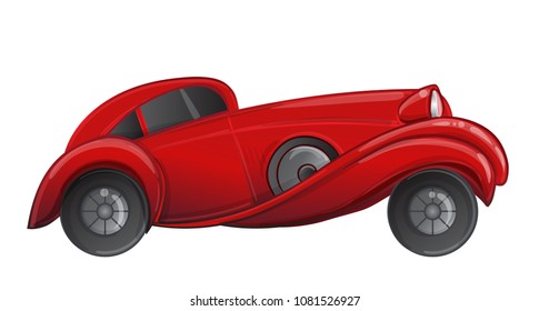 Art deco style red car. Vector illustration. Roaring Twenties. Classic automobile, luxury vintage concept.