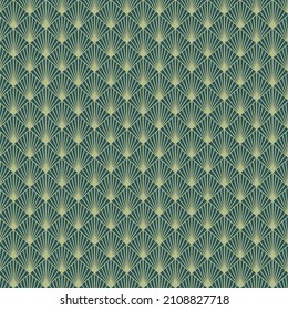 Art Deco style seamless pattern with gold and emerald color