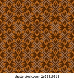 Art Deco style, seamless pattern, yellow and brown floral background. Geometric decorative texture, vector. 