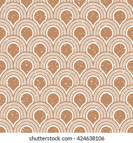 Art deco style seamless pattern with grunge effect. Geometrical print template for fabric and paper. Vintage abstract background.