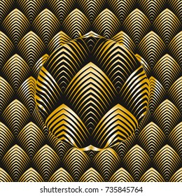 Art Deco style seamless pattern golden texture