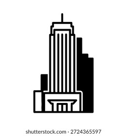 Vector de arquitectura Urbana de la silueta del edificio del rascacielos del estilo art déco