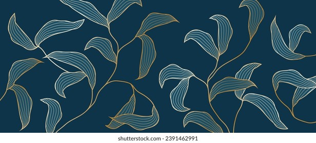 Art deco style vector background, luxury botanical pattern of golden leaves. Handmade plants in golden style. Design fabric, decor, banners, creative publications and wall art.