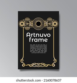 Art Deco template golden-black, A4 page, menu, card, invitation, Sun and city lights in a Art Deco Art Nuevo style, beautiful background, luxury invite. Retro mystic and occult flyer