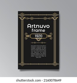 Art Deco template golden-black, A4 page, menu, card, invitation, Sun and city lights in a Art Deco Art Nuevo style, beautiful background, luxury invite. Retro mystic and occult flyer