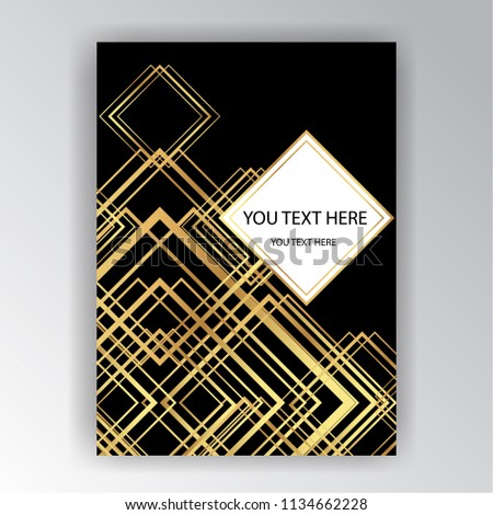 art deco template goldenblack a 4 page stock vector royalty free