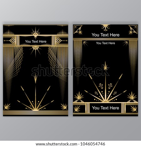 art deco template goldenblack two a 4 stock vector royalty free