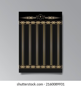 Art Deco template golden-black white, A4 page, menu, card, invitation, Sun and city lights in a Art DecoArt Nuevo style, beautiful background, luxury invite. Retro mystic and occult flyer