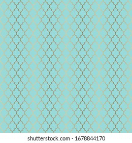 Art deco trellis Linien nahtlose Muster Vektorillustration Grafikdesign. Geometrisches Art Deco-Tapete Interieur Wiederholung Muster mit goldenen Linien auf hellblau. Vintage Art Deco Stil.