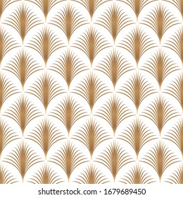 Art deco trellis lines seamless pattern vector graphic design. Geometric art deco wallpaper interior repeating pattern with gold lines shapes on white. Vintage royal style.