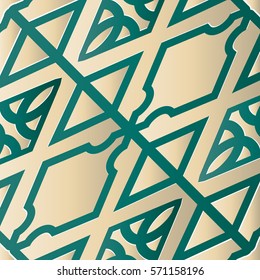 Art Deco Trellis Teal on Pale Gold