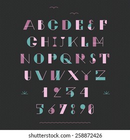 Art deco trendy geometric font. High quality vector design element.
