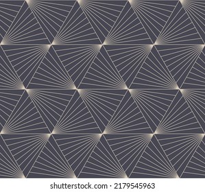 Los Triángulos Art Deco Esbozan Un Fondo Abstracto Del Vector De Patrón Sin Margen. Estructura De Geometría Sofisticada De Intricacia Triangular Papel De Fondo De Tela Continuo De Gris Pálido. Ilustración gráfica de arte de línea de moda