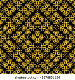 Art Deco Vector Abstract Geometric Ornaments. Decorative Retro Background. Ornamental Pattern yellow black