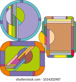 Art deco vector colored abstract geometric pattern. Art deco stained glass pattern.