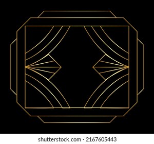 Art deco vector colored geometric pattern. Art deco stained glass pattern. Abstract Gold collection of geometrical frame Pattern.