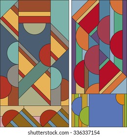 Art deco vector colored geometric pattern. Art deco stained glass pattern. Abstract pattern.