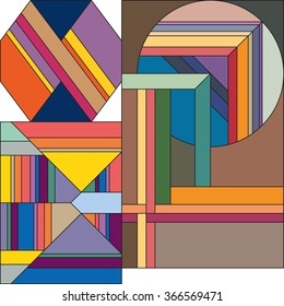 Art deco vector colored geometric pattern. Art deco stained glass pattern. Abstract pattern.