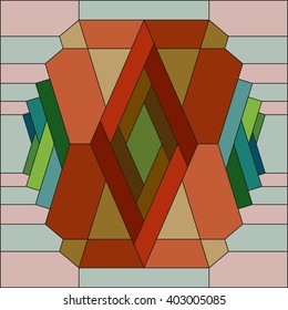Art deco vector colored geometric pattern. Art deco stained glass pattern. Abstract pattern.