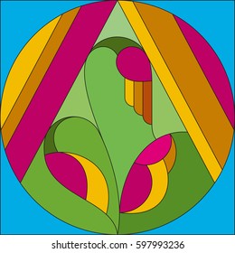 Art deco vector colored geometric flower pattern. Art deco stained glass pattern. Abstract pattern.