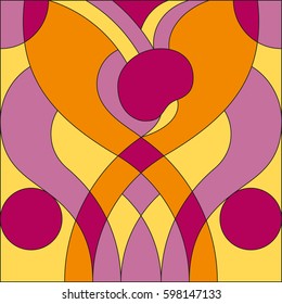 Art deco vector colored geometric flower pattern. Art deco stained glass pattern. Abstract pattern.