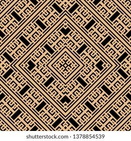 Art Deco Vector damask seamless retro pattern background oriental spiral check cross lattice tracery frame line black orange