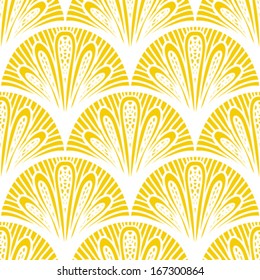 Art deco vector geometric pattern in bright yellow. Seamless texture for web, print, wallpaper, Christmas gift wrapping, home decor, winter fashion, wedding invitation background, textile design