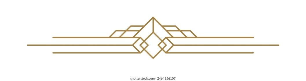 Separador de texto de línea de Vector art deco. Icono de forma de línea Horizontal de borde de Festiva para elemento de negocio decorativo, tarjeta de felicitación, invitación.
